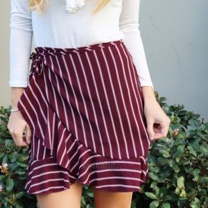 Wrap boutique skirt in burgundy red